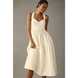 Anthropologie Forever That Girl Denim Sweetheart White Dress XS
